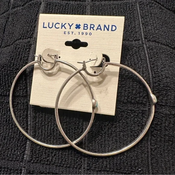 NWT: Lucky Brand Silver Earrings w/ Turquoise - Picture 2 of 4